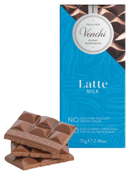 Venchi Latte - Vollmilchschokolade ohne Zuckerzusatz, 70g